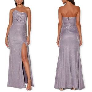 Lulu's Keep My Attention Lavender Glitter Strapless Mermaid Maxi Dress Large NEW